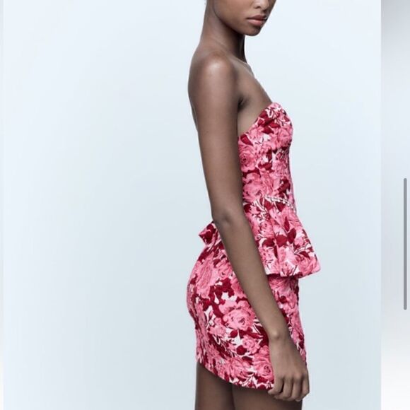 NEW ZARA Floral Jacquard Mini Dress - Picture 4 of 5